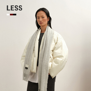 【商场同款】LESS2025年冬新款宽松无领长袖短款羽绒服2P0C15620