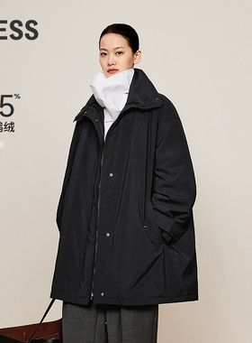 LESS冬简约宽松时尚设计感直筒翻领长袖鹅绒服女2O0C12800