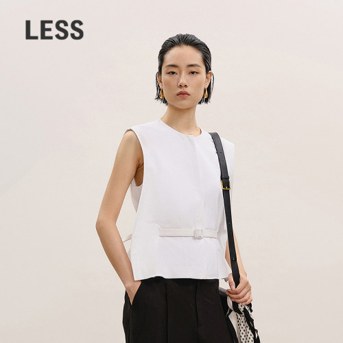【商场同款】LESS2026年夏新款无领棉质无袖短款马甲2Q6524330