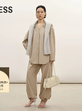 【商场同款】LESS2026年春新款棉质休闲通勤阔腿长裤2Q3E13410