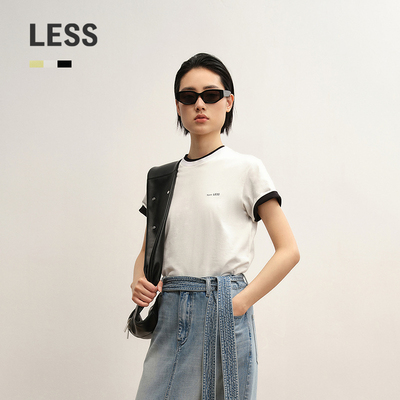 【商场同款/0压系列】LESS2025秋新款纯色字母休闲T恤女2P7114720