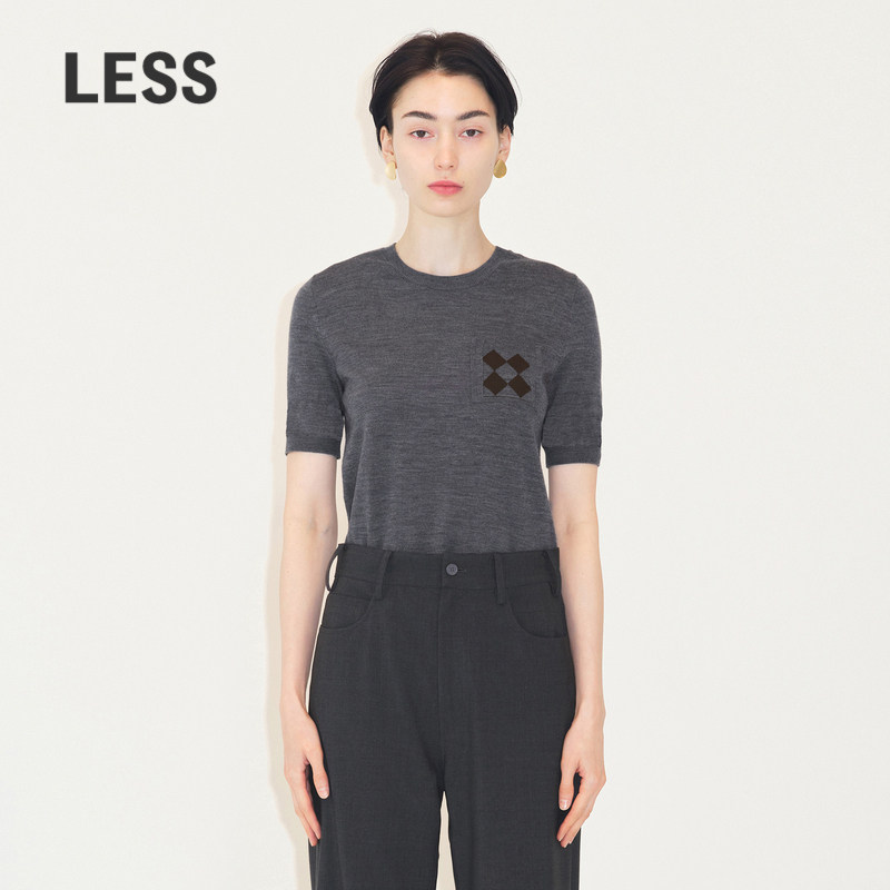 绵羊毛短袖针织衫LESS圆领