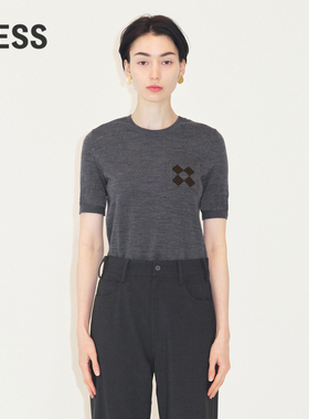 【绵羊毛】LESS薄款短袖针织衫女简约修身圆领短款上衣2M7311220