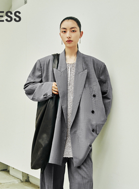 【LESSxSamuel】春中长款宽松自然压褶纹理感时髦西装2O2712880