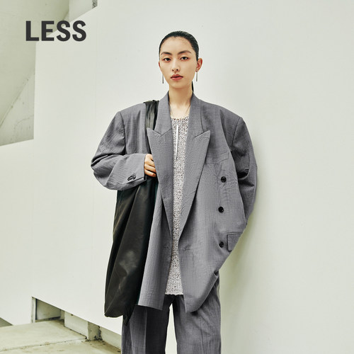 【LESSxSamuel】春中长款宽松自然压褶纹理感时髦西装2O2712880