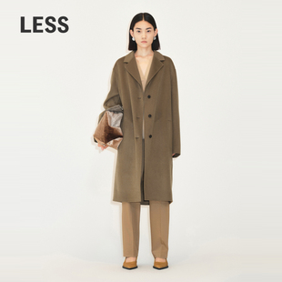 毛呢外套2M0810370 领中长款 LESS冬季 山羊绒大衣女复古西装
