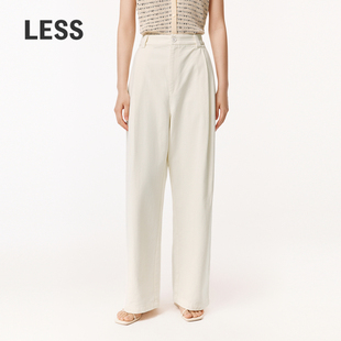 LESS春夏时尚通勤直筒休闲裤女质感全棉牛仔九分长裤子2O6E11750