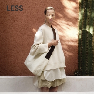 LESS春美丽诺羊毛拼接假两件叠穿设计感针织衫 2O1H23940 衬衣套装