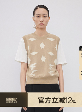 【精工系列】LESS假两件针织拼接上衣女宽松短袖T恤女2N7310840