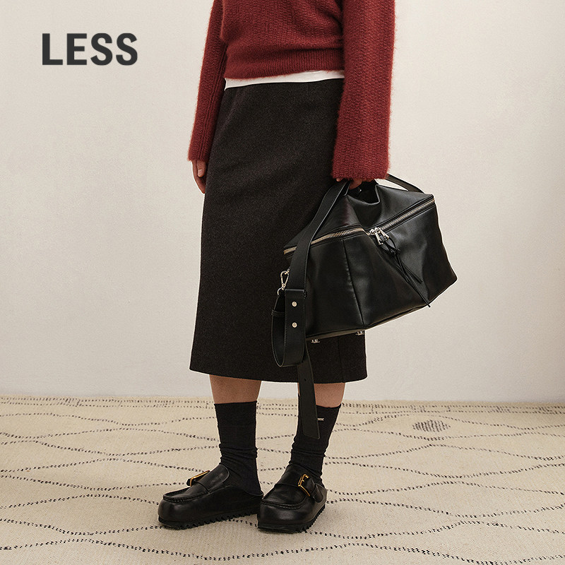 【商场同款】LESS2025年冬新款直筒短款绵羊毛半身裙2PAD15040