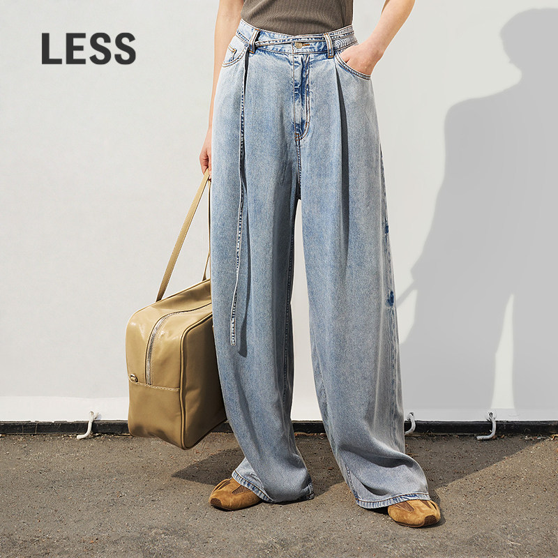 【商场同款/0压系列】LESS2025年春新款通勤阔腿牛仔裤2P3E13470