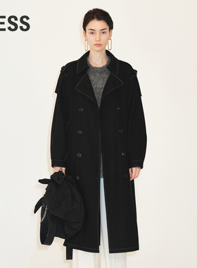 【LESS×Samuel】秋季绵羊毛长款设计感呢子呢大衣女2M9811480