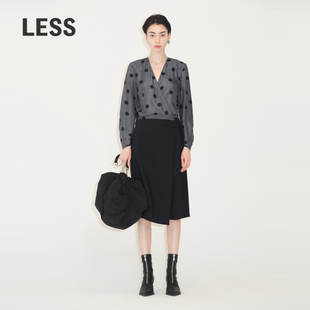 设计感宽松连衣裙裤 V领个性 2M7F12880 女法式 LESS波点拼接裙裤