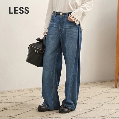 【商场同款】LESS2025年秋新款时尚棉质直筒牛仔长裤2P9E14490