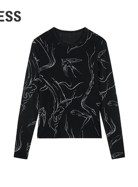 【商场同款】LESS2025年春新款直筒修身圆领长袖套头T恤2P211511H