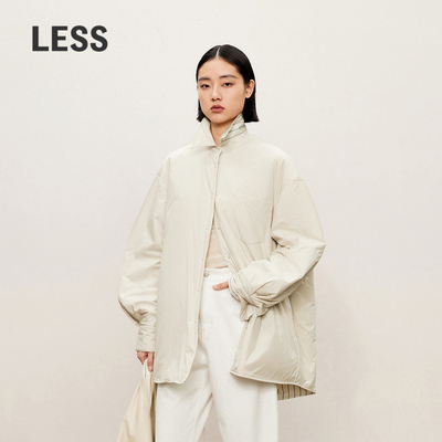 LESS秋休闲简约通勤风宽松棉服翻领直筒短款棉衣女2O9B11700