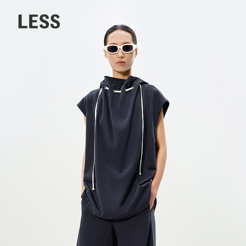 【商场同款/0压系列】LESS2025年春新款棉质宽松无袖T恤2