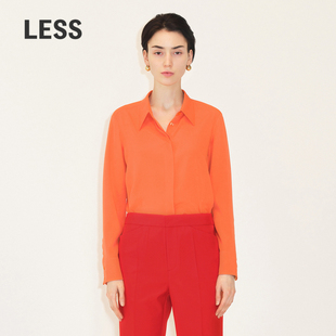 LESS春秋桑蚕丝衬衣女通勤纯色简约长袖 2N1210040 真丝衬衫