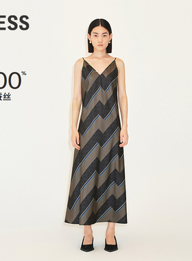 【迅系列】LESS桑蚕真丝时尚V领吊带连衣裙女2M9G11060