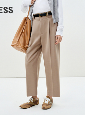 【商场同款】LESS2025年春新款绵羊毛通勤直筒九分裤2P1E11350