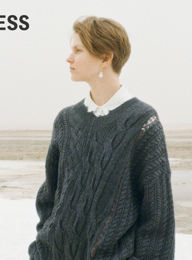 LESS春秋绵羊毛针织衫女休闲宽松破洞毛衣含山羊绒2N9311830