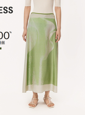 【精工系列】LESS桑蚕真丝腰裙女印花气质宽松A版半身裙2O3D12450