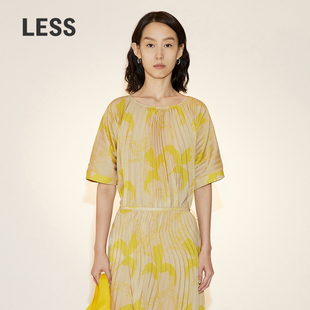 LESS夏季 度假系列 精工系列 2N5212280 印花短袖 衬衫 个性