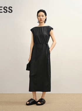 【商场同款】LESS2025年秋新款绵羊毛休闲无袖连衣裙2P7G17370