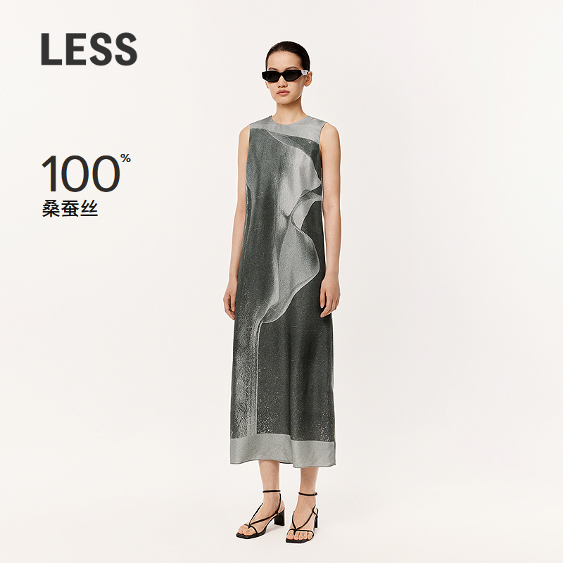 【精工系列】LESS拓印无袖连衣裙女桑蚕真丝气质背心裙2O3G13730