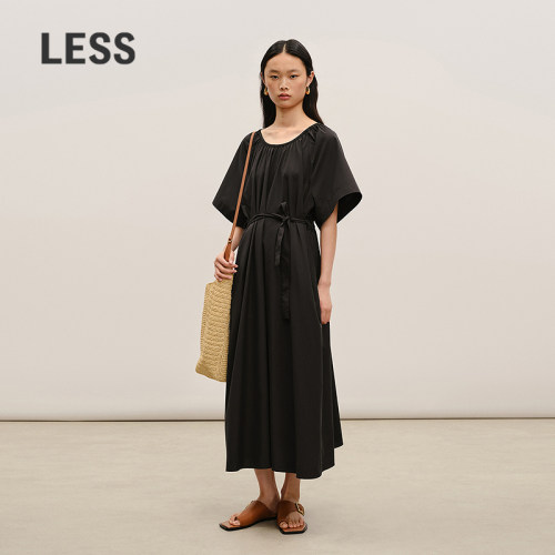 【商场同款】LESS2026年夏新款A型宽松棉质短袖连衣裙2Q6G15110