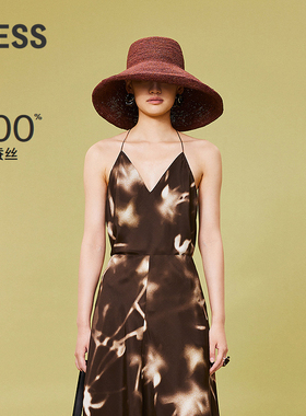 【0压系列】LESS夏日V领A摆度假风桑蚕真丝印花吊带背心2O5013470