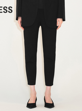 LESS黑色烟管裤女舒适休闲通勤修身锥形显瘦长裤子2M9E11260
