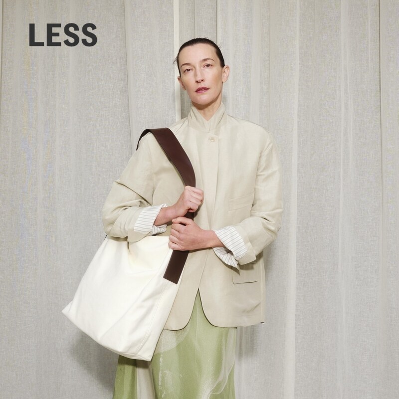 LESS春桑蚕真丝亚麻薄款大廓形宽松极简风休闲西装外套2O371