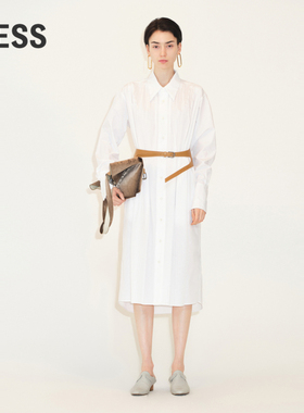 【LESS×Samuel】LESS压褶长款宽松衬衫连衣裙赠腰带2M8G23150