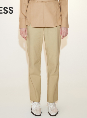 LESS春季裤子女简约休闲通勤高腰直筒西装裤2N3E13520