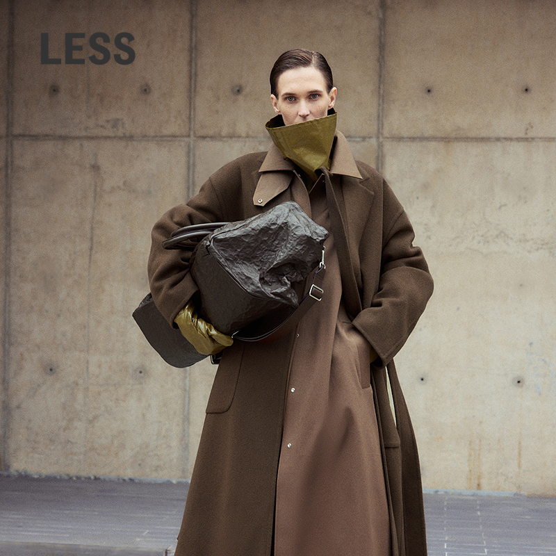 【SAMUEL系列】LESS冬绵羊毛外套立领系带长袖呢大衣女2O0811340