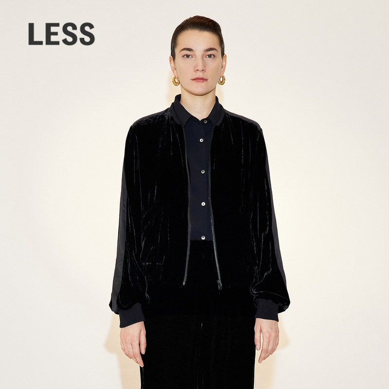 LESS春秋宽松短款棒球领夹克