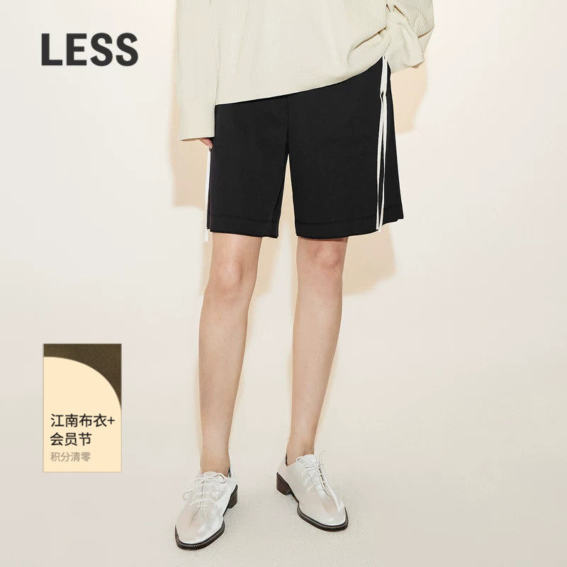 【迅系列】LESS春秋澳棉高腰黑色直筒阔腿宽松休闲短裤2N4E1