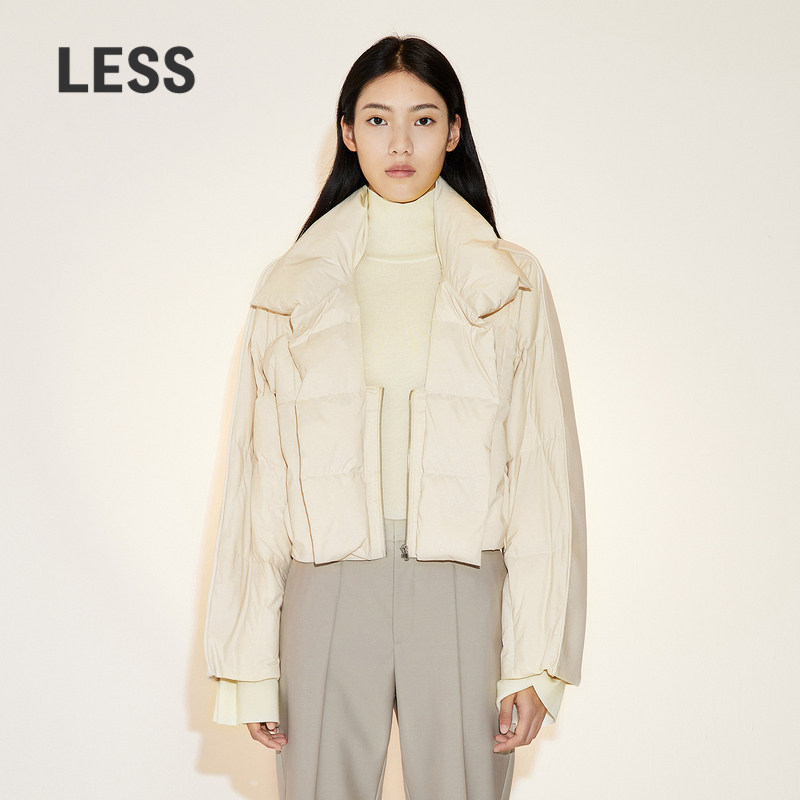 LESS春季白鸭绒羽绒服女短款休闲宽松立领小个子外套2N1C11160