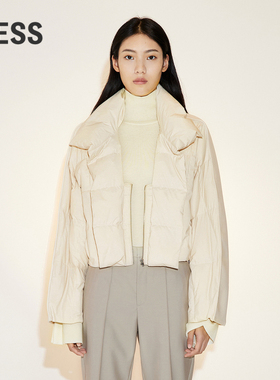 LESS春季白鸭绒羽绒服女短款休闲宽松立领小个子外套2N1C11160