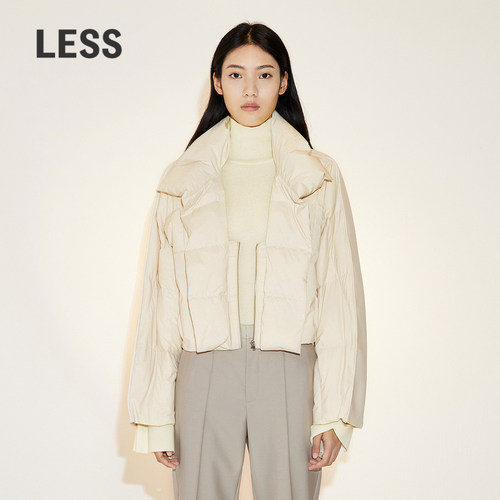 LESS春秋白鸭绒优雅立领羽绒服