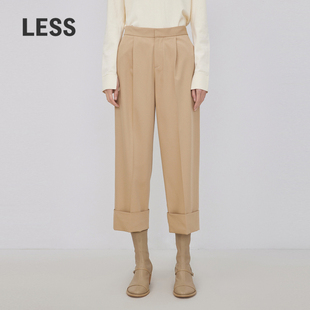 2N9E10270 裤 LESS春秋绵羊毛裤 子女休闲简约翻遍八分直筒西装