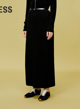 LESS春绵糯圈圈纱极简慵懒松弛休闲直筒通勤气质半身裙2O2D10910