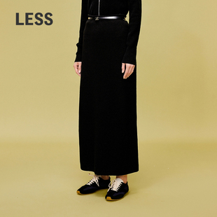 LESS春绵糯圈圈纱极简慵懒松弛休闲直筒通勤气质半身裙2O2D10910