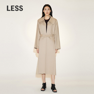 LESS春秋娃娃领中长款 收腰气质风衣外套女2N2913260 精工系列