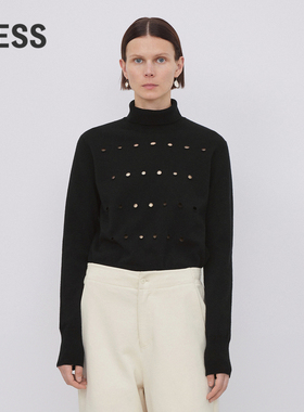 【0压系列】LESS山羊绒针织衫女简约休闲镂空半高领毛衫2N0312320