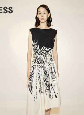 ↓【精工系列】LESS夏裙子女斑马纹撞色印花休闲连衣裙2N4G11880