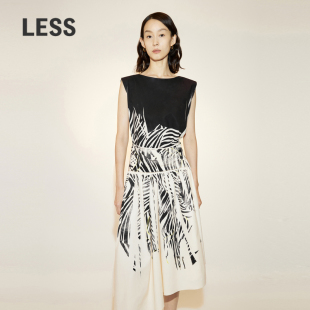 ↓ LESS夏裙子女斑马纹撞色印花休闲连衣裙2N4G11880 精工系列