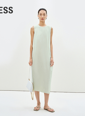 【商场同款】LESS2025年夏新款圆领无袖棉质长款连衣裙2P4G11730