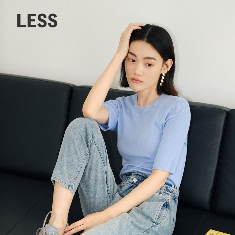 针织打底衫LESS山羊绒圆领